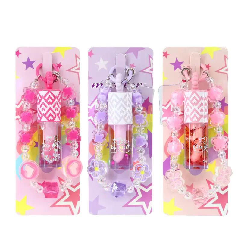 Playful Color-Changing Lip Oil with Beaded Phone Charm & Keychain
