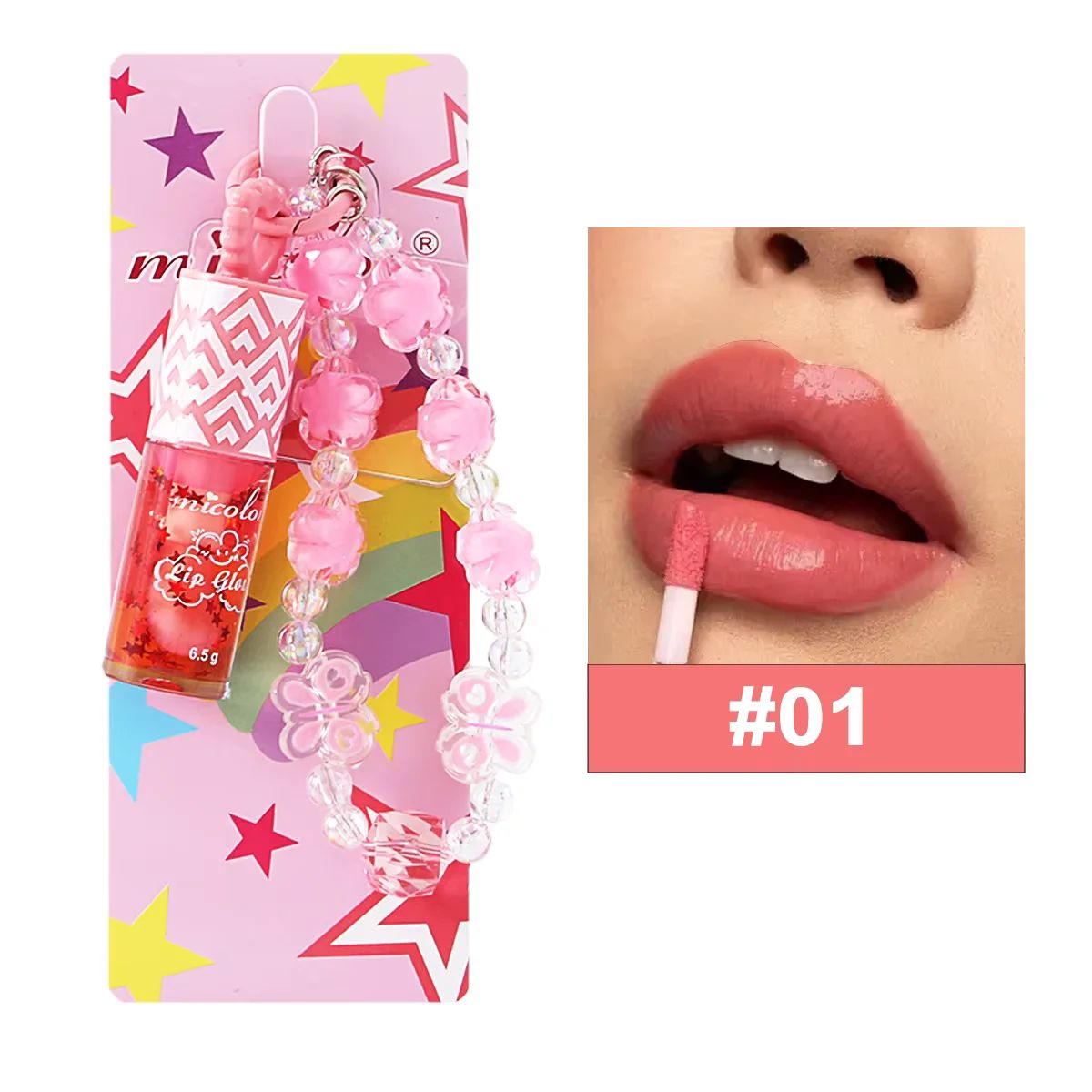Playful Color-Changing Lip Oil with Beaded Phone Charm & Keychain alternate
