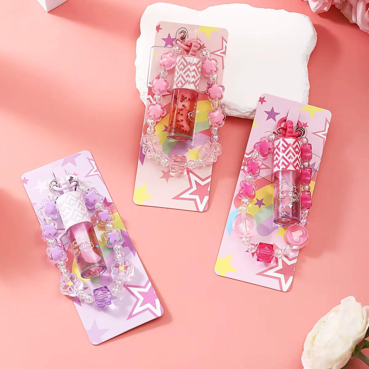Playful Color-Changing Lip Oil with Beaded Phone Charm & Keychain - Image 3