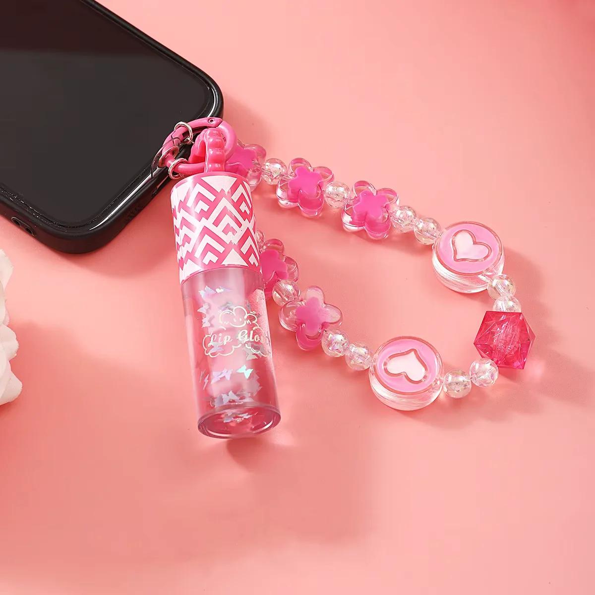 Playful Color-Changing Lip Oil with Beaded Phone Charm & Keychain - Image 5