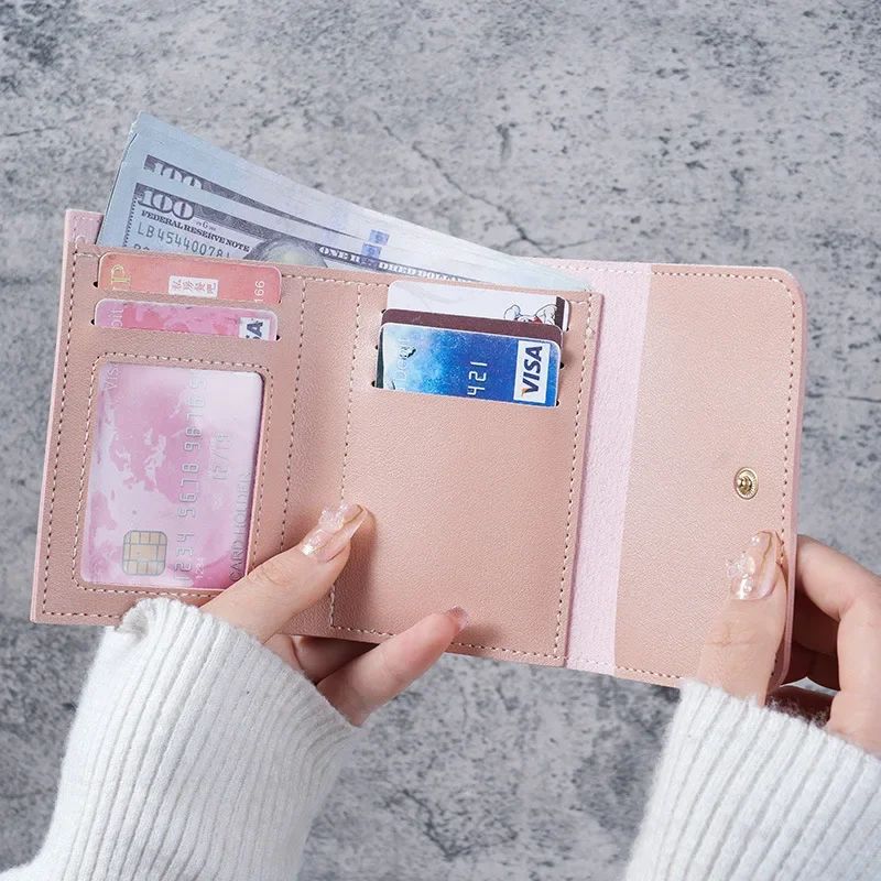Chic Compact PU Leather Wallet with Secure Hasp Closure – Card Holder & Coin Purse for Women - Image 4