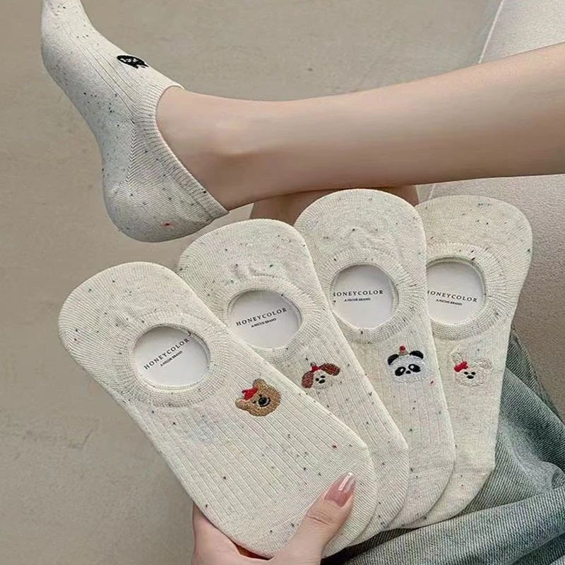 Charming Cartoon Animal Embroidered No-Show Socks for Women – Thin, Non-Slip, Everyday Comfort alternate