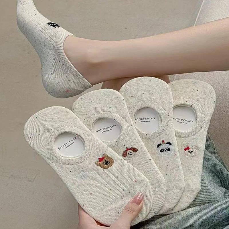 Charming Cartoon Animal Embroidered No-Show Socks for Women – Thin, Non-Slip, Everyday Comfort alternate