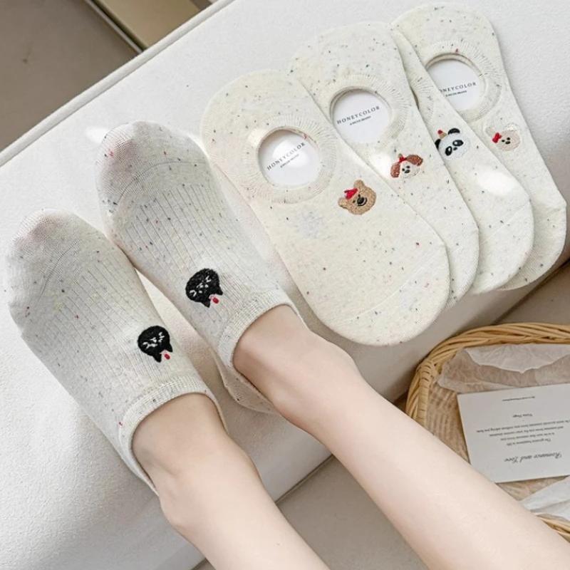 Charming Cartoon Animal Embroidered No-Show Socks for Women – Thin, Non-Slip, Everyday Comfort - Image 4