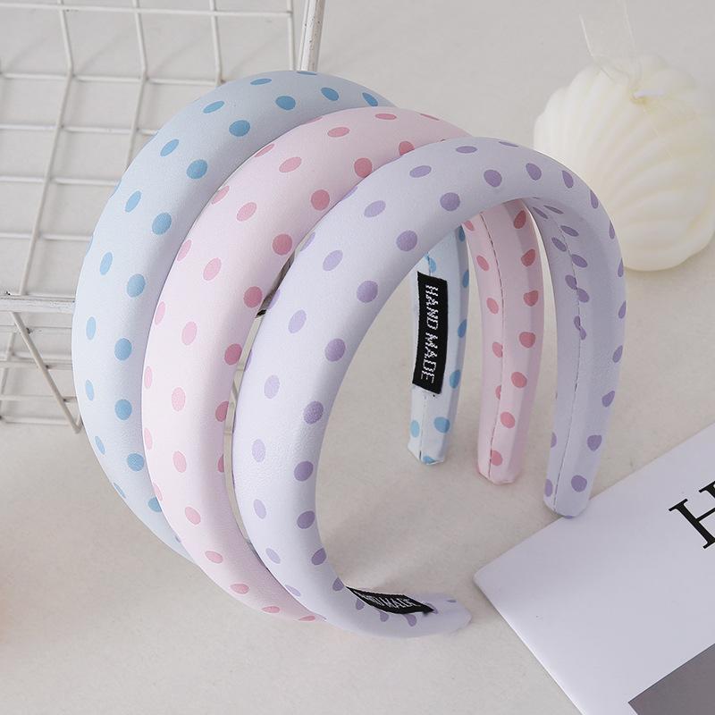 Chic Pastel Polka Dot Padded Headband — Wide Non-Slip Hair Hoop for Women alternate
