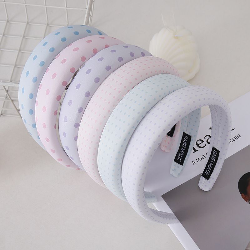 Chic Pastel Polka Dot Padded Headband — Wide Non-Slip Hair Hoop for Women