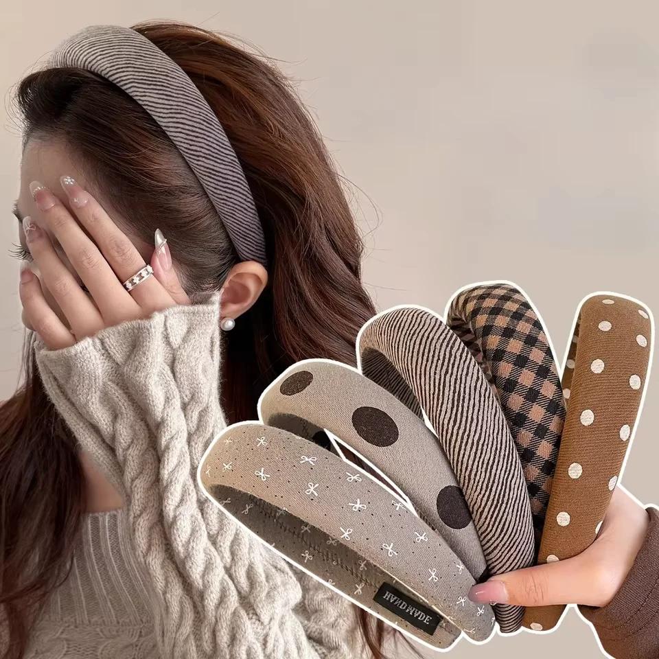 Chic Padded Fabric Headbands for Women — Polka Dot, Striped & Plaid Hair Accessories