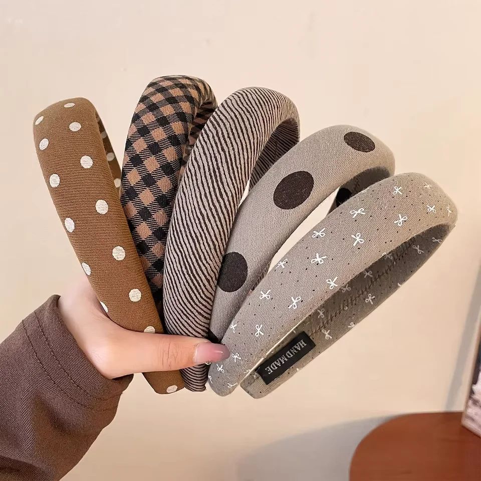 Chic Padded Fabric Headbands for Women — Polka Dot, Striped & Plaid Hair Accessories alternate