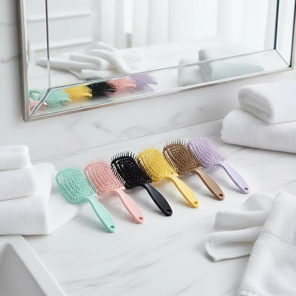 Gentle Detangling & Volumizing Hairbrush with Flexible Nylon Bristles and Vented Design