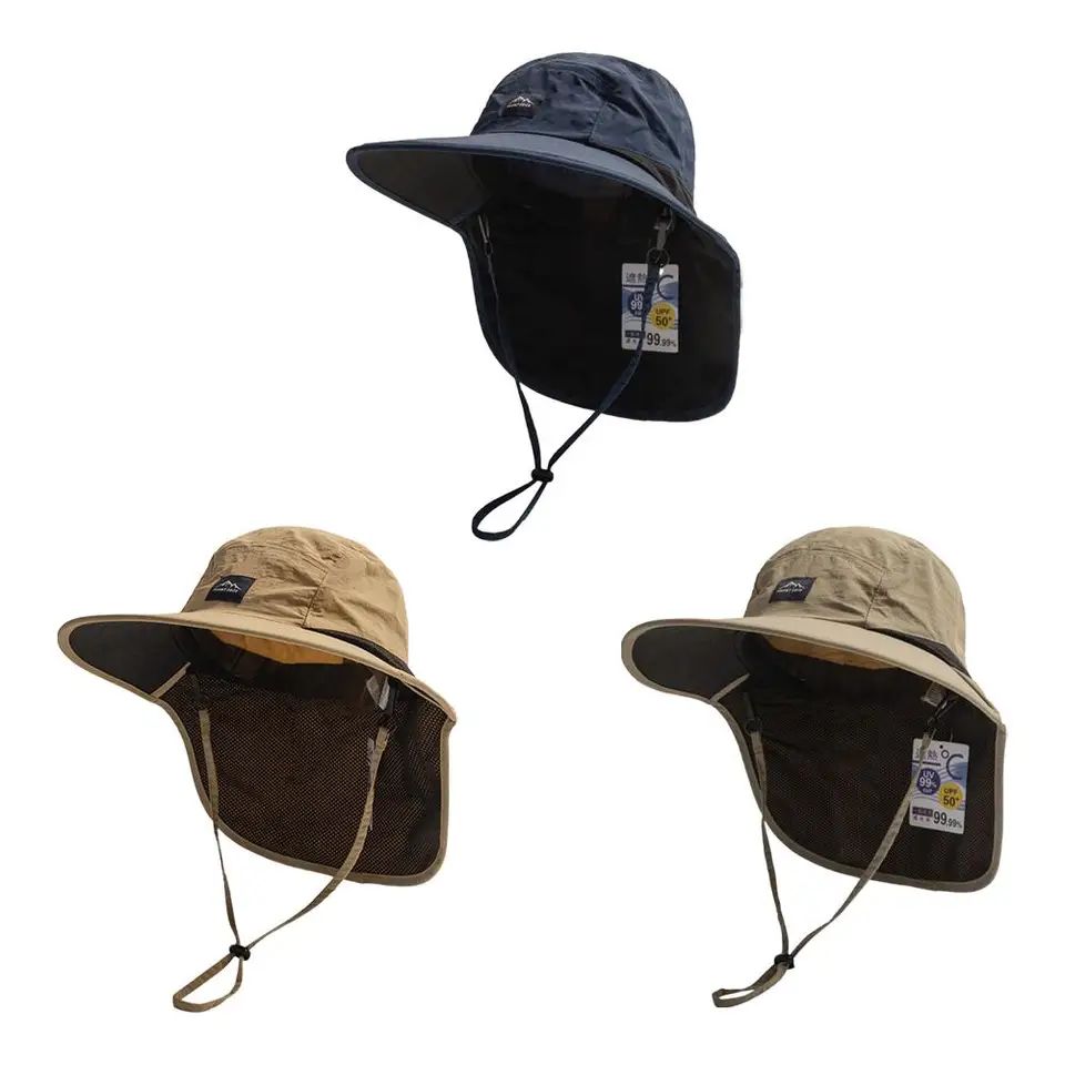 Unisex Outdoor Sun Protection Hat with Wide Brim, Quick-Dry Fabric, and Breathable Neck Flap - Image 5