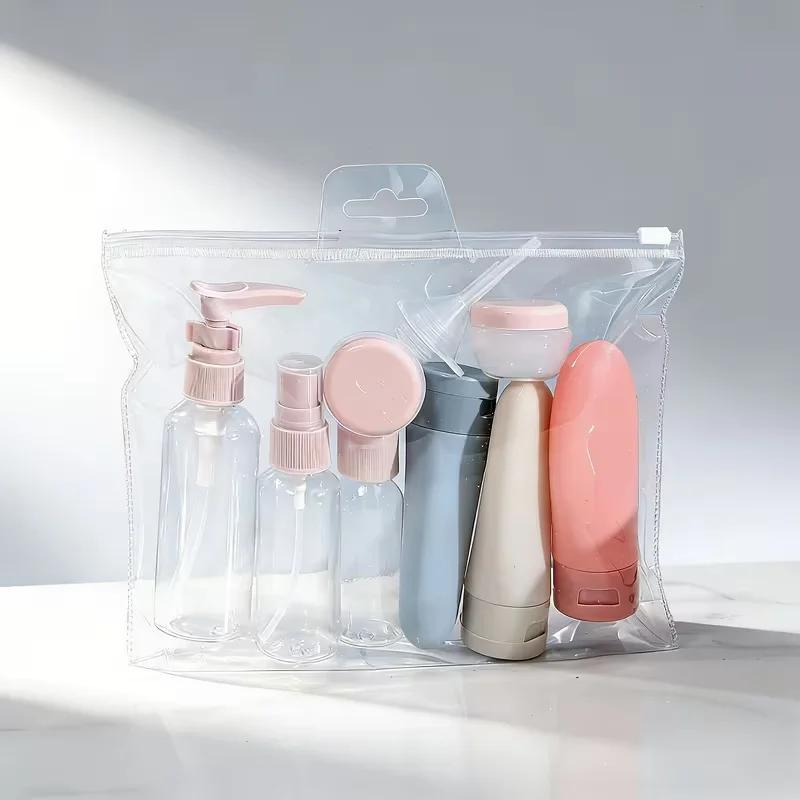 11-Piece Portable Refillable Travel Toiletries Bottle Set with Dispenser Pumps & Jars - Image 2