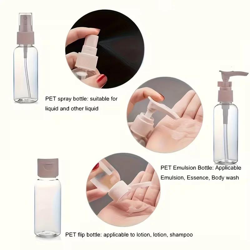 11-Piece Portable Refillable Travel Toiletries Bottle Set with Dispenser Pumps & Jars - Image 3