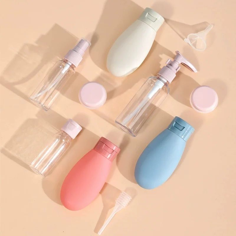 11-Piece Portable Refillable Travel Toiletries Bottle Set with Dispenser Pumps & Jars - Image 6