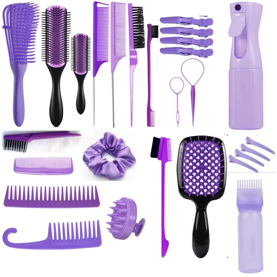 Complete Professional Hair Styling & Care Kit with Detangling Brushes, Combs, and Accessories - Image 2