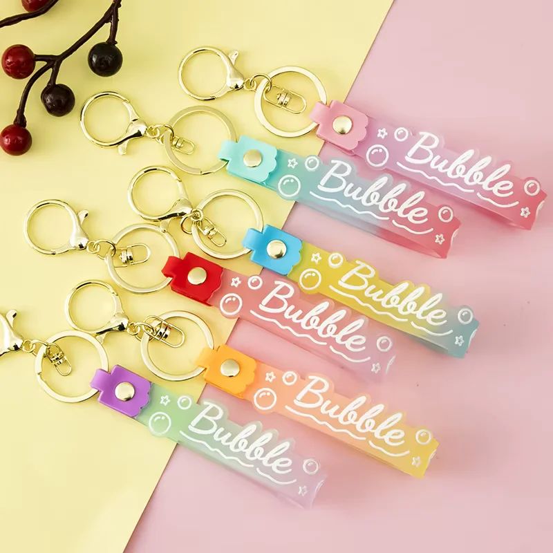 Trendy Bubble Rubber Keychain with Gold-Toned Hardware for Bags and Keys