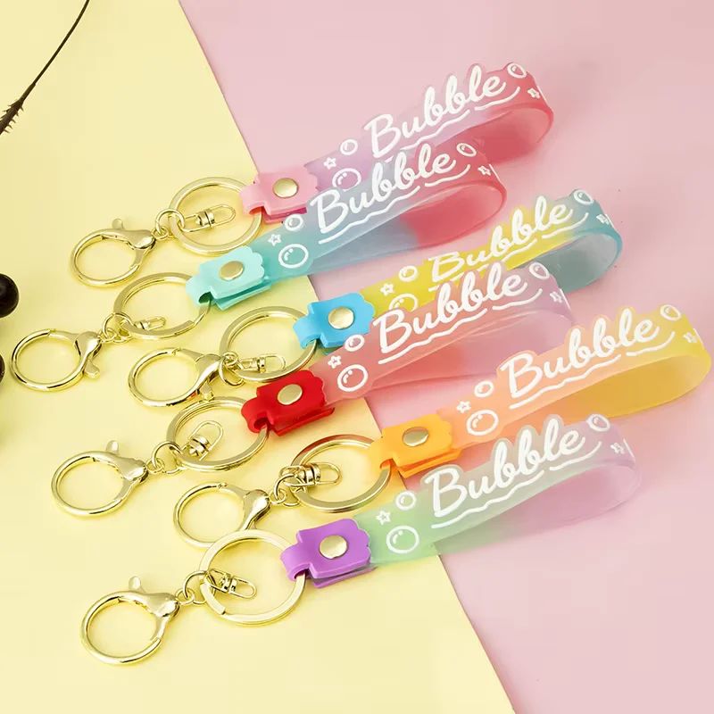 Trendy Bubble Rubber Keychain with Gold-Toned Hardware for Bags and Keys alternate