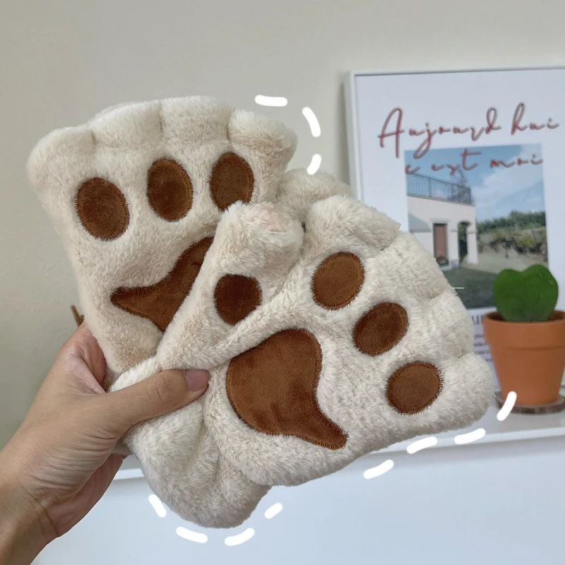 Cozy Plush Cat Paw Fingerless Mittens – Soft Warm Fluffy Animal Claw Gloves for Winter & Fun alternate