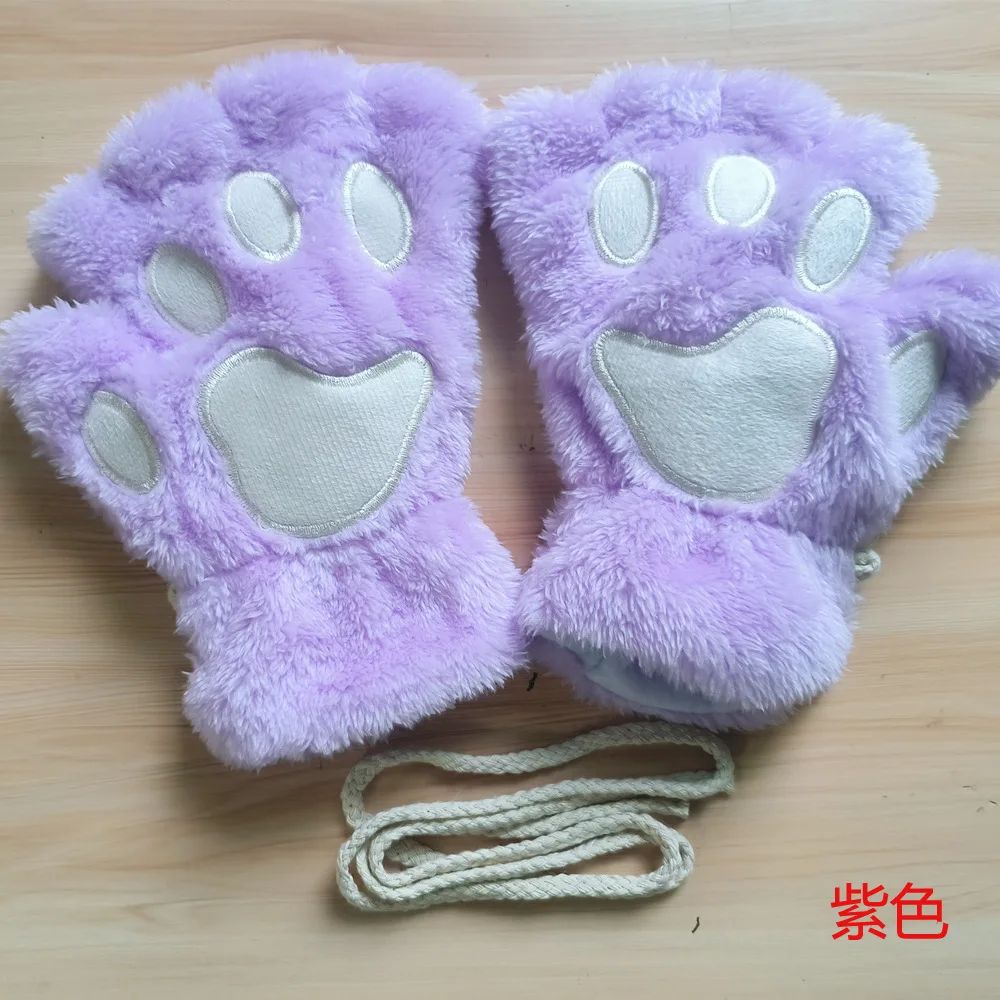 Cozy Plush Cat Paw Fingerless Mittens – Soft Warm Fluffy Animal Claw Gloves for Winter & Fun - Image 8