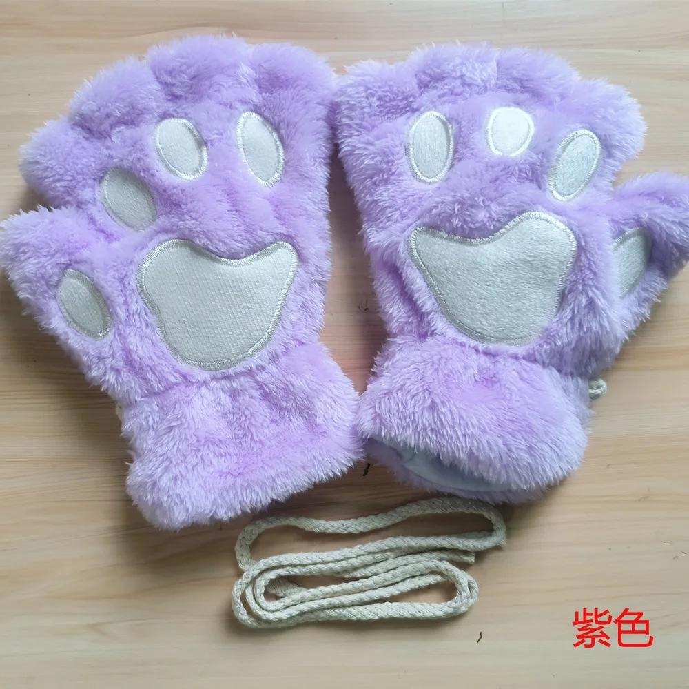 Cozy Plush Cat Paw Fingerless Mittens – Soft Warm Fluffy Animal Claw Gloves for Winter & Fun - Image 8
