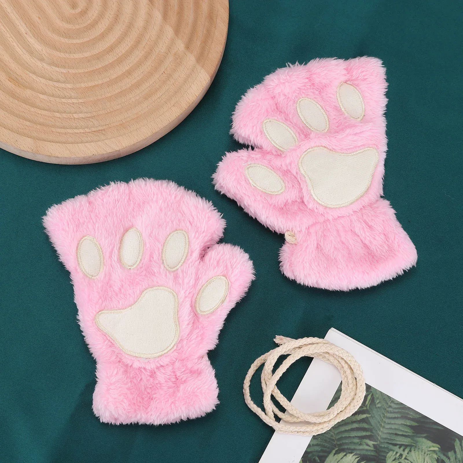 Cozy Plush Cat Paw Fingerless Mittens – Soft Warm Fluffy Animal Claw Gloves for Winter & Fun - Image 9