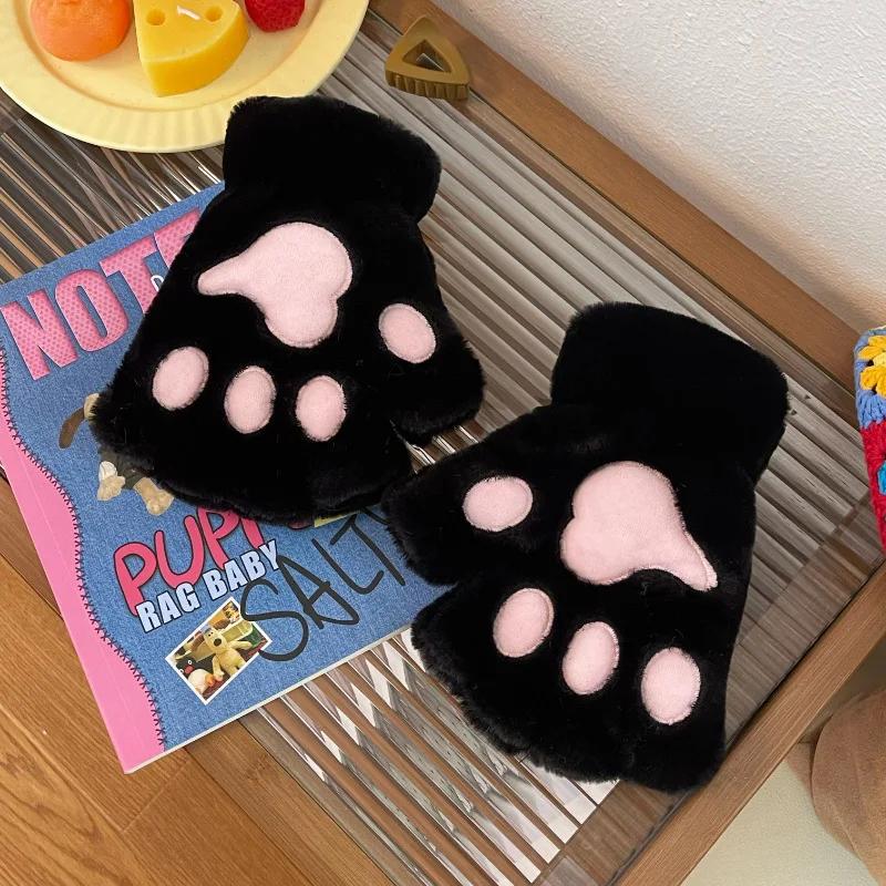 Cozy Plush Cat Paw Fingerless Mittens – Soft Warm Fluffy Animal Claw Gloves for Winter & Fun - Image 10