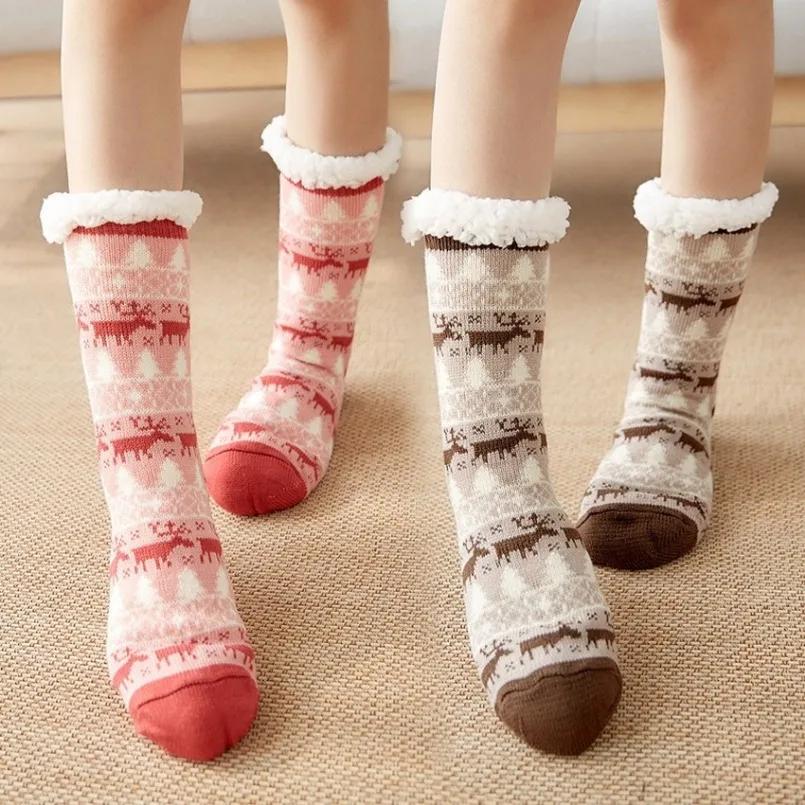 Cozy Nordic Plush Lined Non-Slip Slipper Socks for Winter Warmth & Festive Comfort alternate