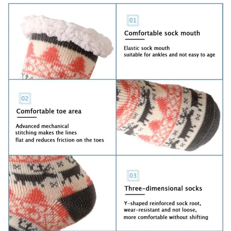 Cozy Nordic Plush Lined Non-Slip Slipper Socks for Winter Warmth & Festive Comfort - Image 4