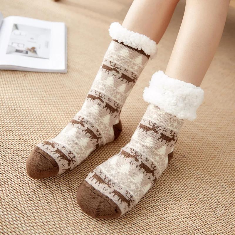 Cozy Nordic Plush Lined Non-Slip Slipper Socks for Winter Warmth & Festive Comfort - Image 5