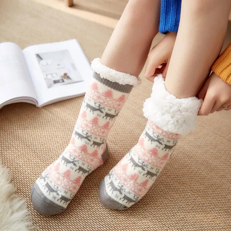 Cozy Nordic Plush Lined Non-Slip Slipper Socks for Winter Warmth & Festive Comfort - Image 7