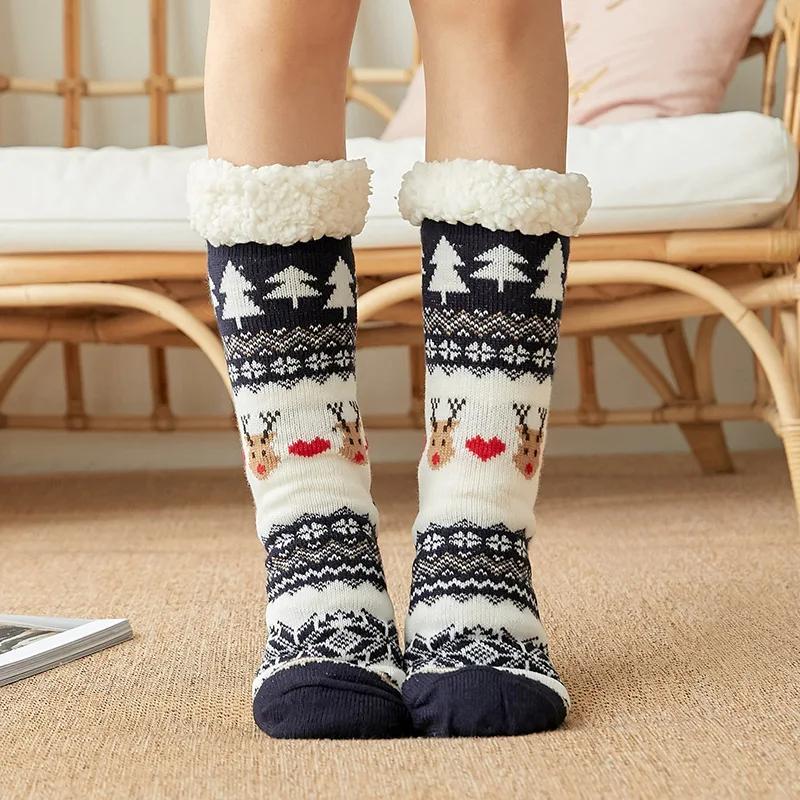 Cozy Nordic Plush Lined Non-Slip Slipper Socks for Winter Warmth & Festive Comfort - Image 8