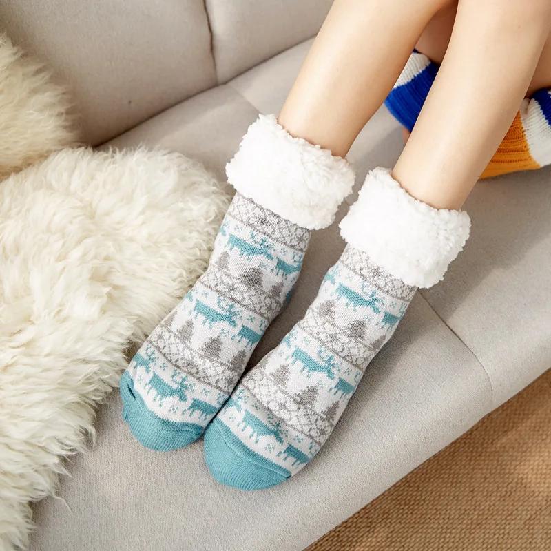 Cozy Nordic Plush Lined Non-Slip Slipper Socks for Winter Warmth & Festive Comfort - Image 10