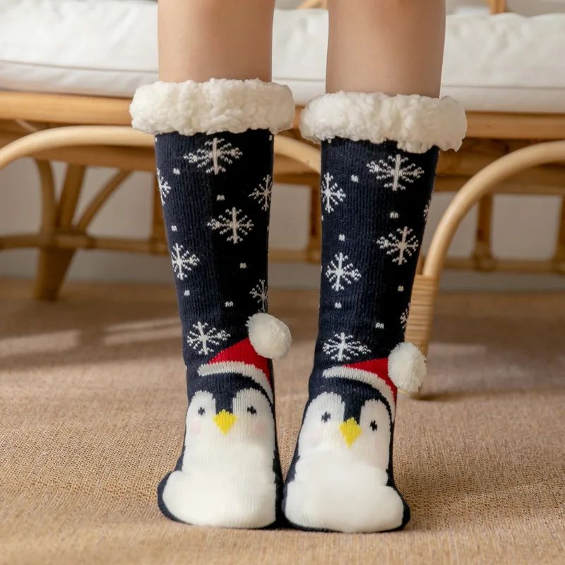 Cozy Nordic Plush Lined Non-Slip Slipper Socks for Winter Warmth & Festive Comfort - Image 15