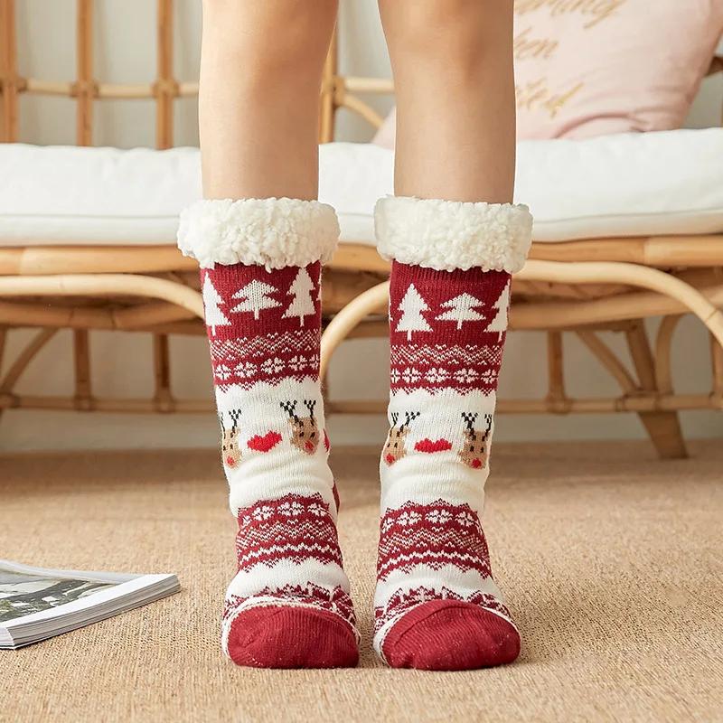 Cozy Nordic Plush Lined Non-Slip Slipper Socks for Winter Warmth & Festive Comfort - Image 18