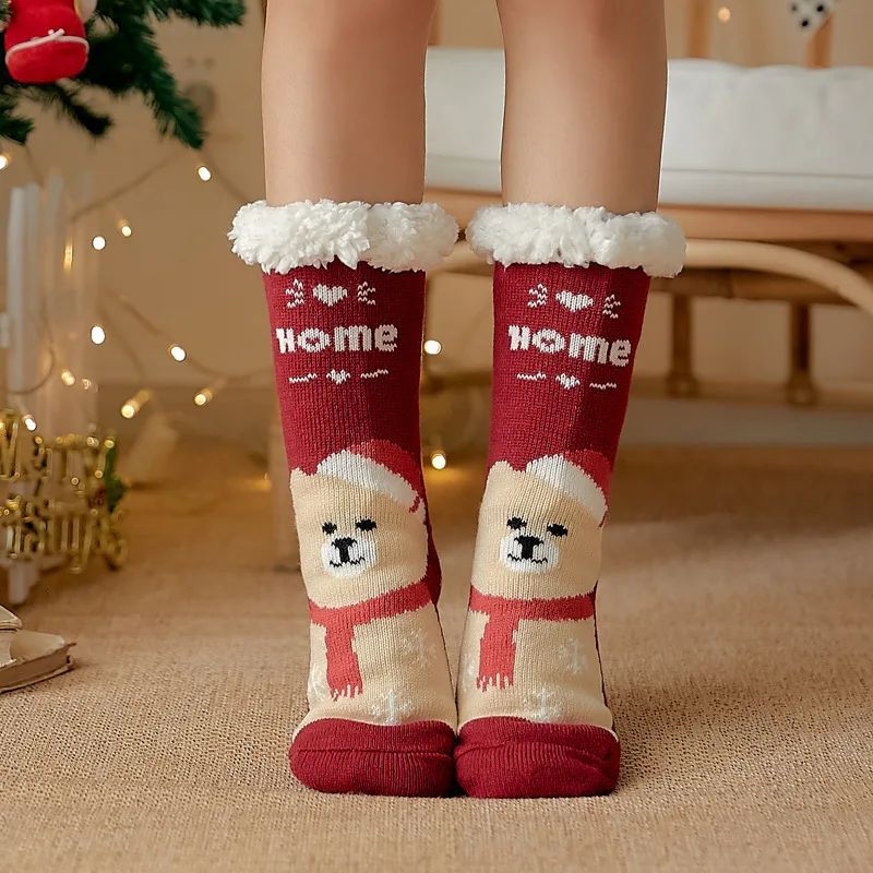 Cozy Nordic Plush Lined Non-Slip Slipper Socks for Winter Warmth & Festive Comfort - Image 21
