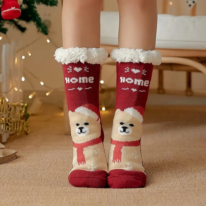 Cozy Nordic Plush Lined Non-Slip Slipper Socks for Winter Warmth & Festive Comfort - Image 21