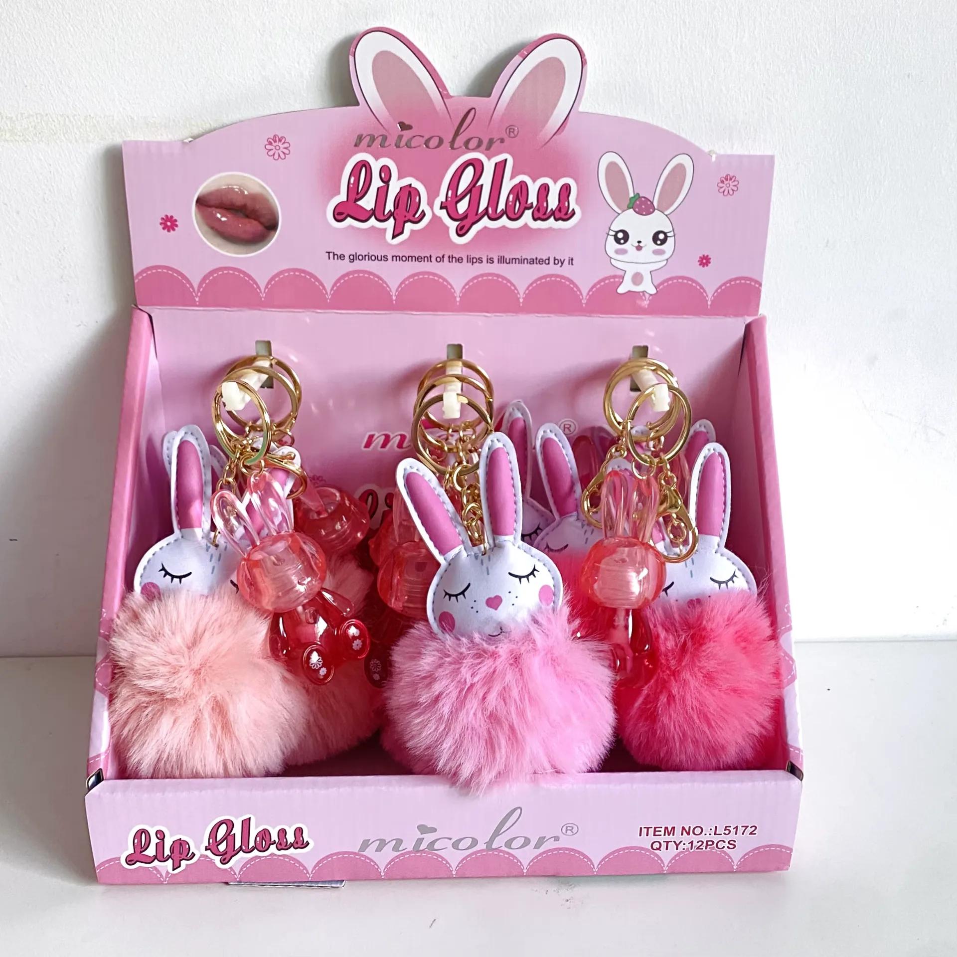 Sweet Rabbit Pom-Pom Lip Gloss Keychain for Hydrated Lips and Chic Accessory - Image 3
