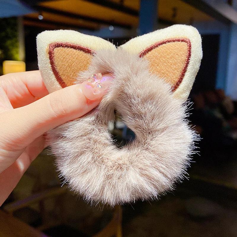 Charming Plush Animal Ear Scrunchies – Soft Elastic Hair Ties for Girls & Women - Image 8