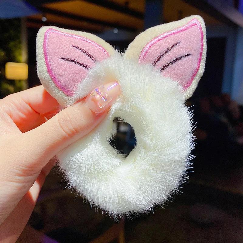 Charming Plush Animal Ear Scrunchies – Soft Elastic Hair Ties for Girls & Women - Image 9
