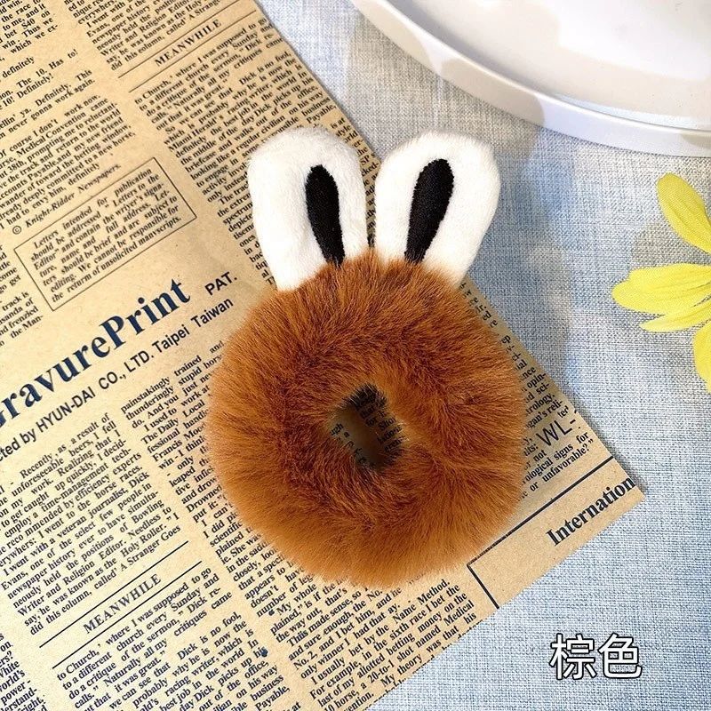 Charming Plush Animal Ear Scrunchies – Soft Elastic Hair Ties for Girls & Women - Image 14
