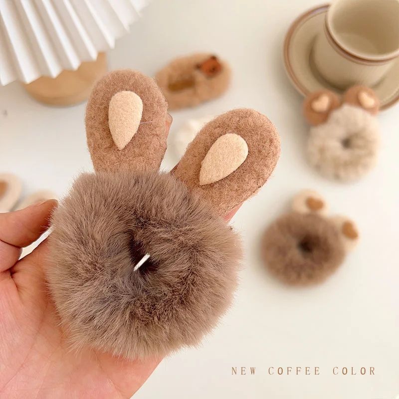 Charming Plush Animal Ear Scrunchies – Soft Elastic Hair Ties for Girls & Women - Image 22