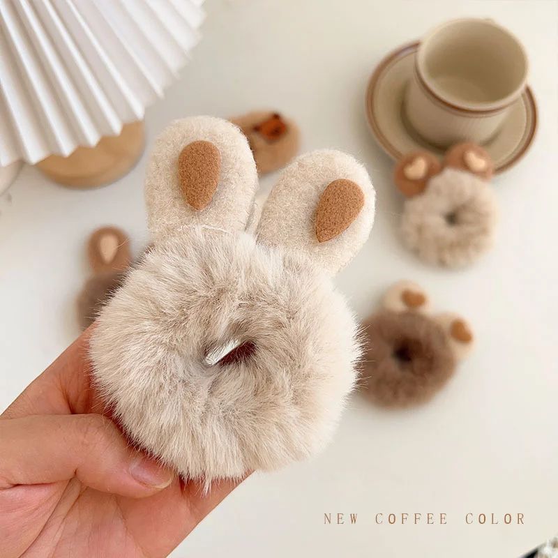 Charming Plush Animal Ear Scrunchies – Soft Elastic Hair Ties for Girls & Women - Image 23