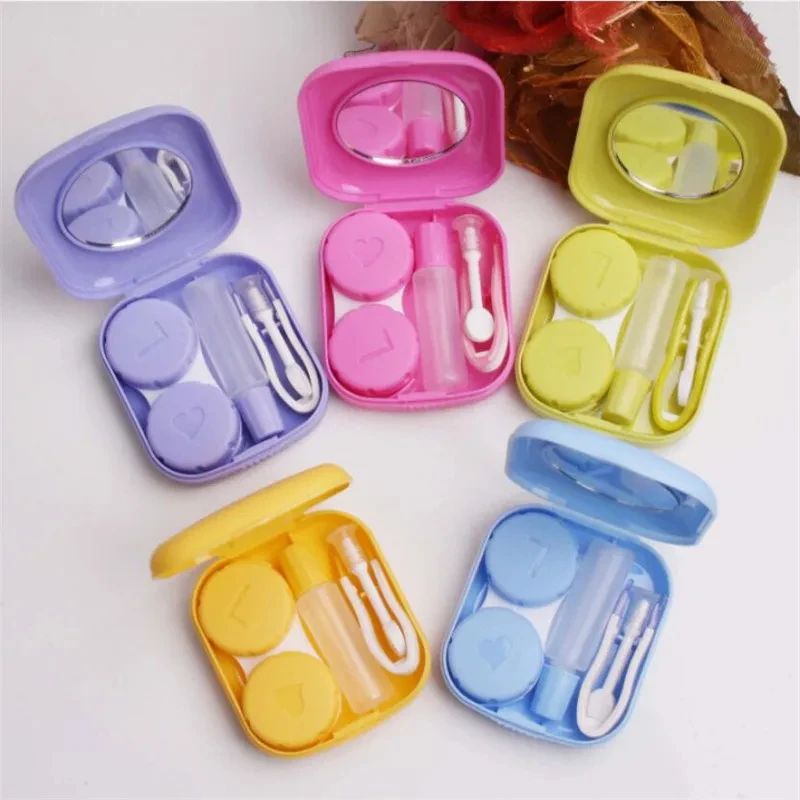Compact Square Contact Lens Travel Kit with Mirror and Accessories for Women - Image 1