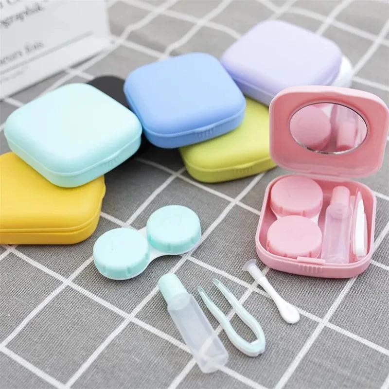 Compact Square Contact Lens Travel Kit with Mirror and Accessories for Women - Image 2