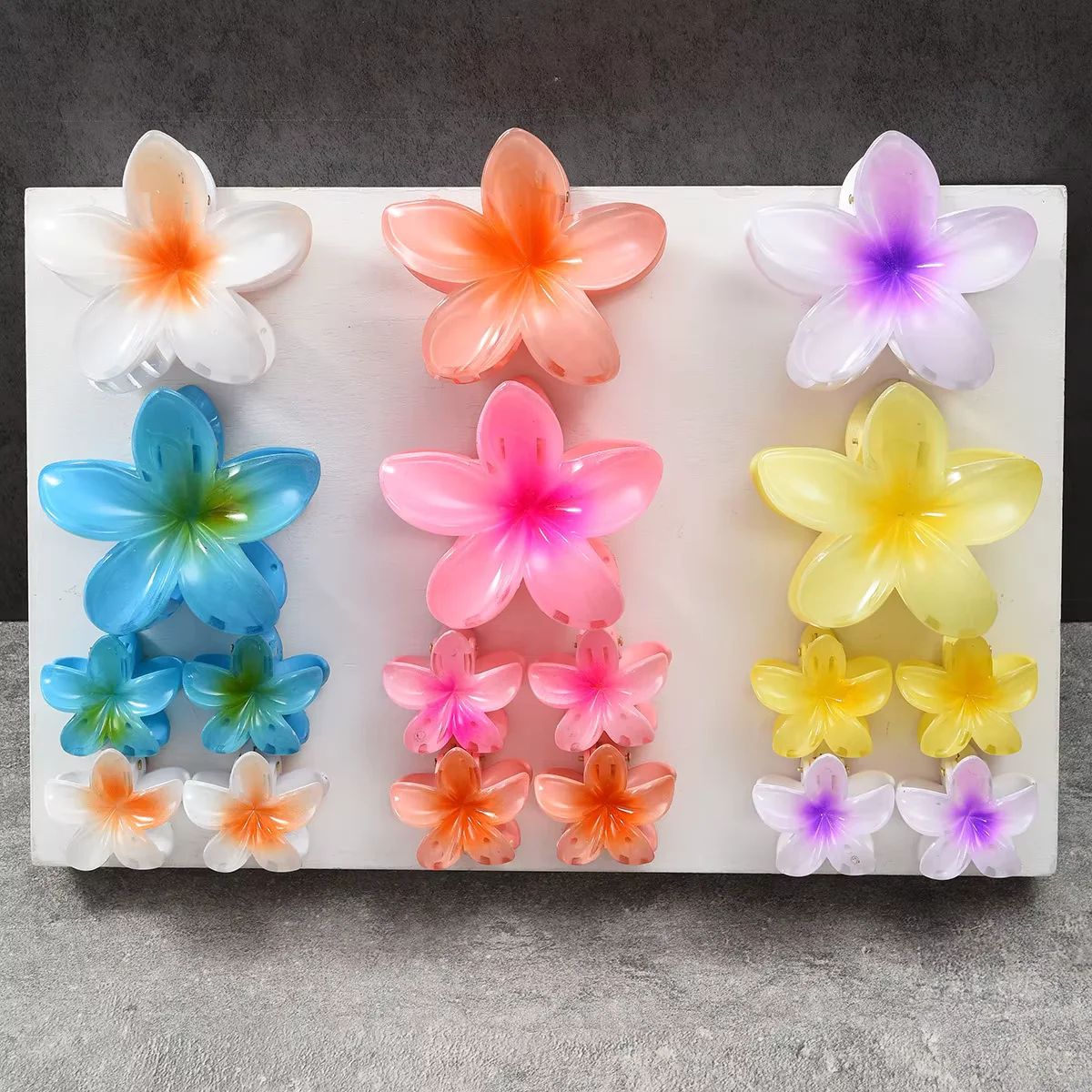 Tropical Plumeria Flower Hair Clips Set - 3 Pcs Decorative Hair Accessories alternate