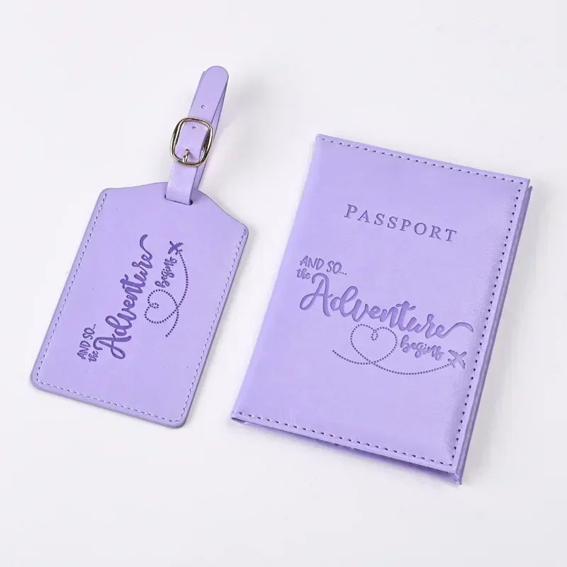 Chic PU Leather Passport Cover & Matching Luggage Tag Set for Stylish Travel - Image 1