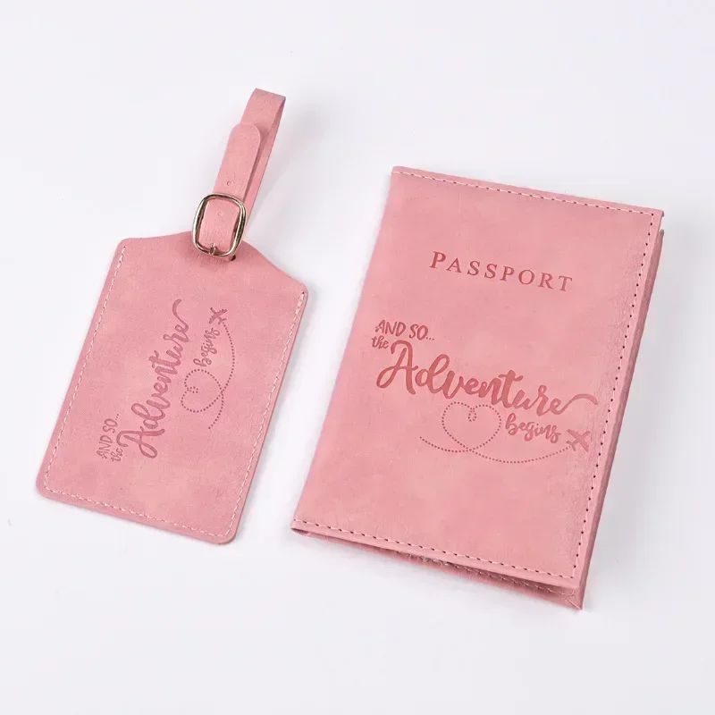 Chic PU Leather Passport Cover & Matching Luggage Tag Set for Stylish Travel - Image 2