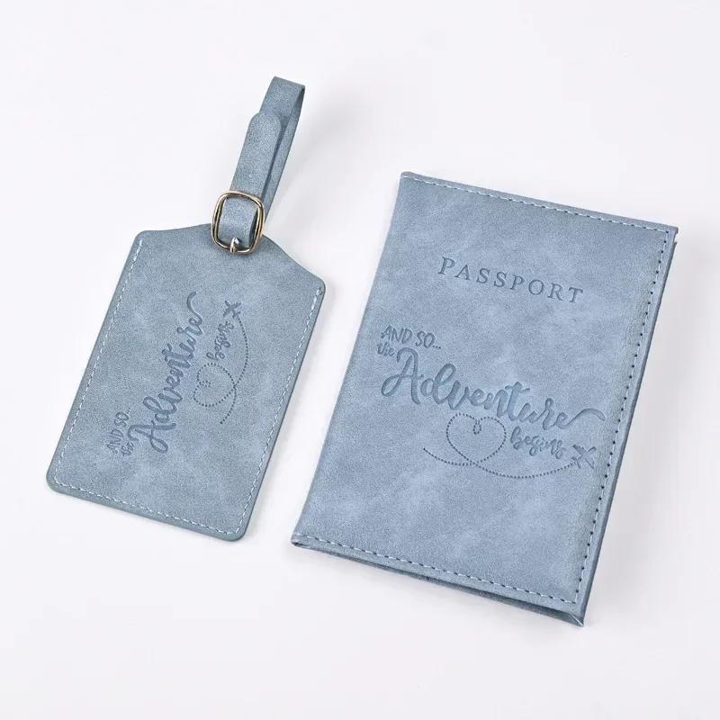 Chic PU Leather Passport Cover & Matching Luggage Tag Set for Stylish Travel - Image 3