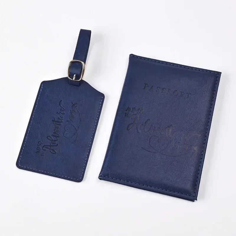 Chic PU Leather Passport Cover & Matching Luggage Tag Set for Stylish Travel - Image 7