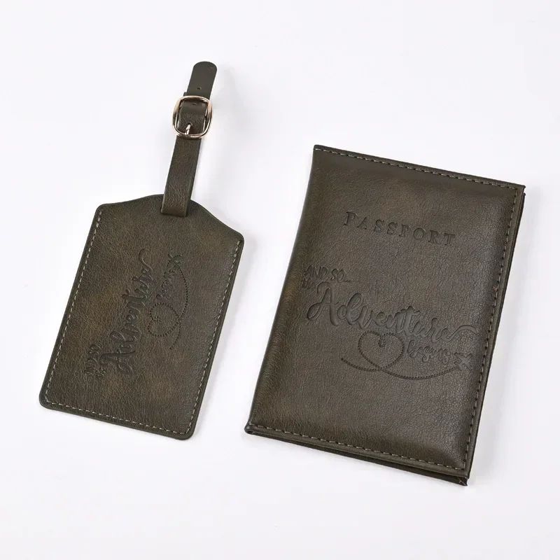 Chic PU Leather Passport Cover & Matching Luggage Tag Set for Stylish Travel - Image 8