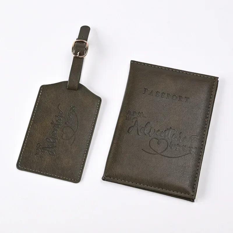 Chic PU Leather Passport Cover & Matching Luggage Tag Set for Stylish Travel - Image 8